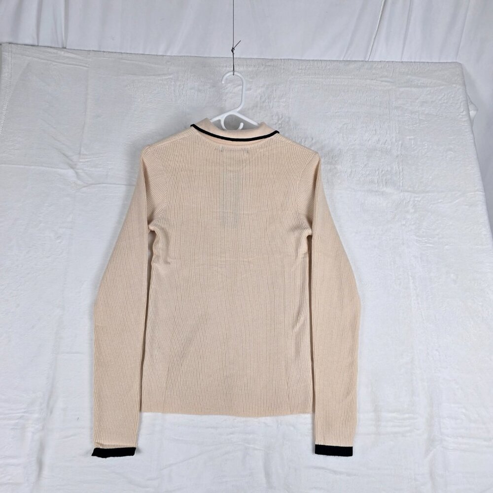 Nenona V-Neck Long Sleeve Sweater Women Medium Button Collared Ribbed Top - Picture 2 of 7